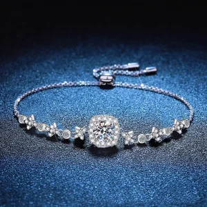 18K Real Platinum Moissanite one carat bracelet PT950 diamond bracelet square bag star and moon bracelet Wedding Jewelry