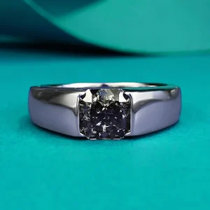 Solitaire Lab Black Diamond Ring 100% Real 925 Sterling Silver Party Wedding Band Rings for Women Men Engagement Promise Jewelry