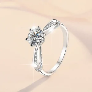 Round Six-Prong Luxury Ring PT950 Platinum 0.8Ct Moissanite Women's-Anti-deform durable, subtle highlight,daily outfit essential