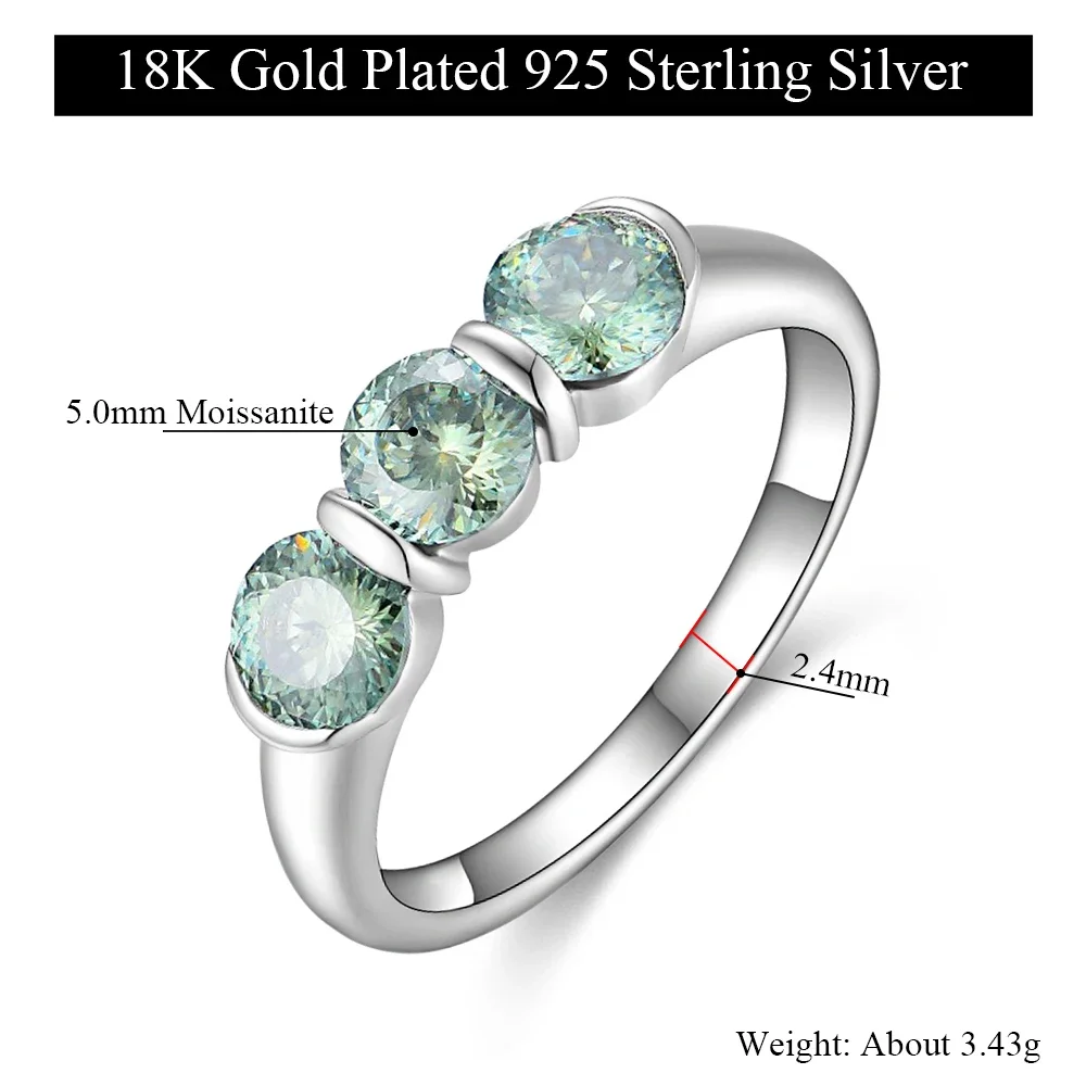 M-JAJA Green Moissanite Wedding Band Half Eternity 1.5ct Diamond Engagement Ring for Women S925 Silver Gold Plated Fine Jewelry - Image 6