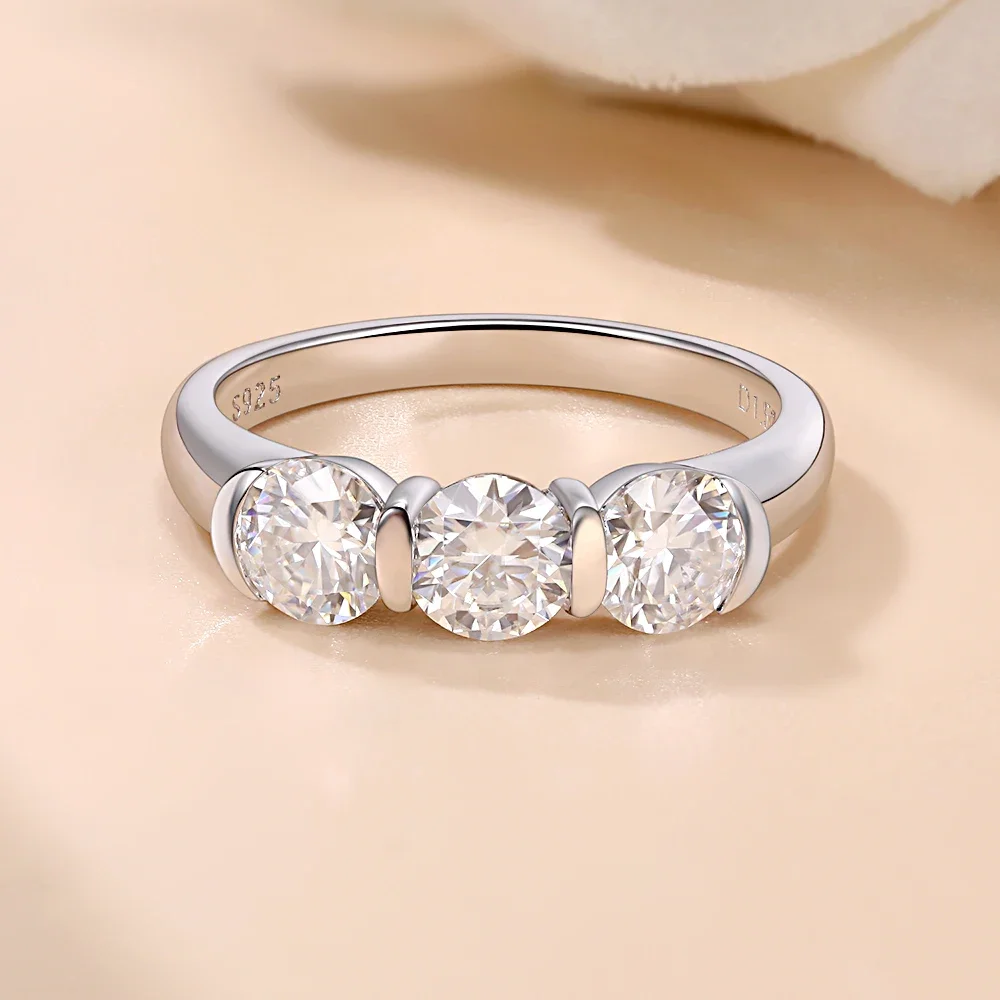 M-JAJA Green Moissanite Wedding Band Half Eternity 1.5ct Diamond Engagement Ring for Women S925 Silver Gold Plated Fine Jewelry - Image 5