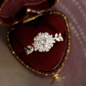 Edelweiss Ring Women's 1ct Moissanite PT950 Platinum - 1ct edelweiss design, PT950 platinum, trendy fashion accessory